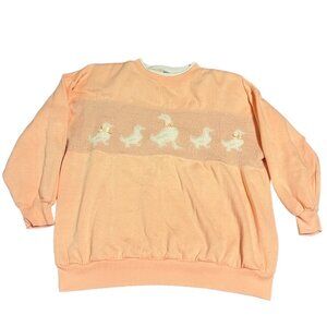 Vintage Pink Goose Motif Sweatshirt Women’s Plus Size